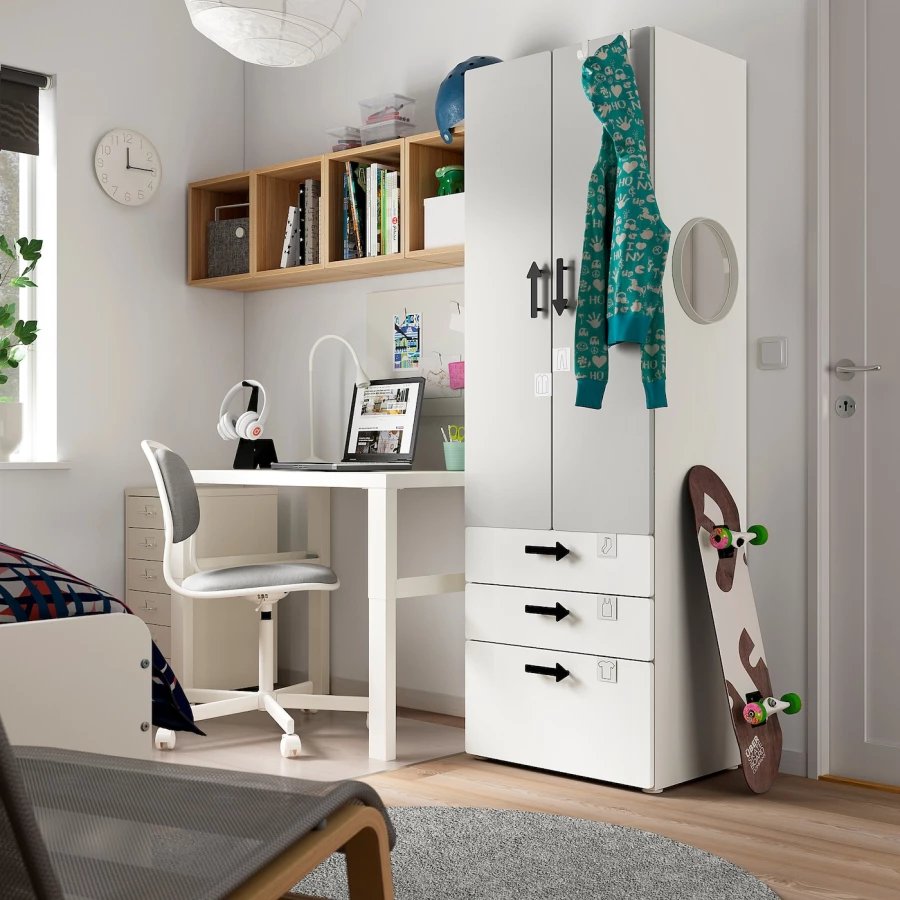 Шкаф - SMÅSTAD / SMАSTAD  IKEA /СМОСТАД  ИКЕА, 60x42x181 см, белый/серый (изображение №3)
