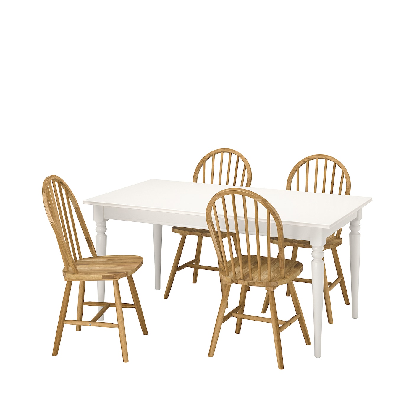 Стол и 4 стула - INGATORP / SKOGSTA IKEА/ ИНГАТОРП/ СКОГСТА ИКЕА, 110 см,  белый/под беленый дуб