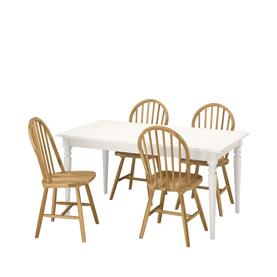 Стол и 4 стула - INGATORP / SKOGSTA IKEА/ ИНГАТОРП/ СКОГСТА ИКЕА, 110 см,  белый/под беленый дуб (изображение №1)
