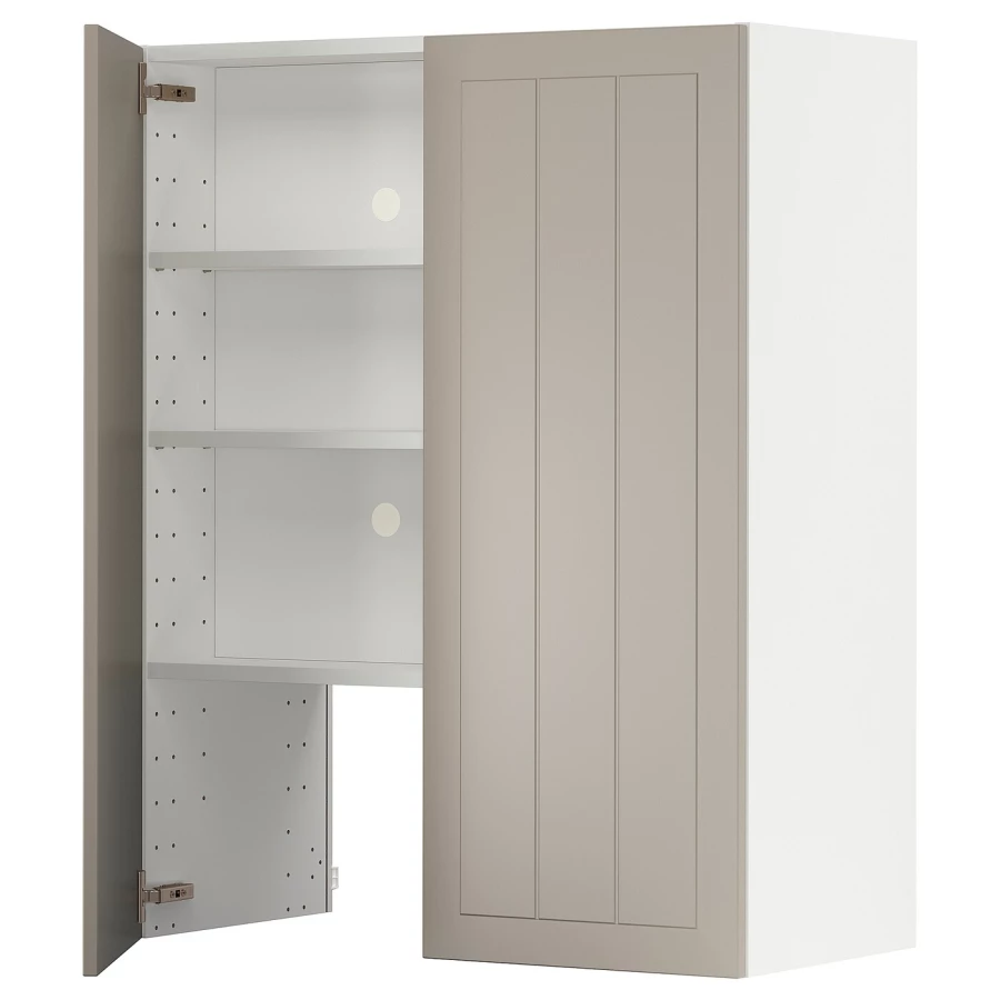 Навесной шкаф - METOD IKEA/ МЕТОД ИКЕА, 80х100 см, белый/светло-коричневый (изображение №1)