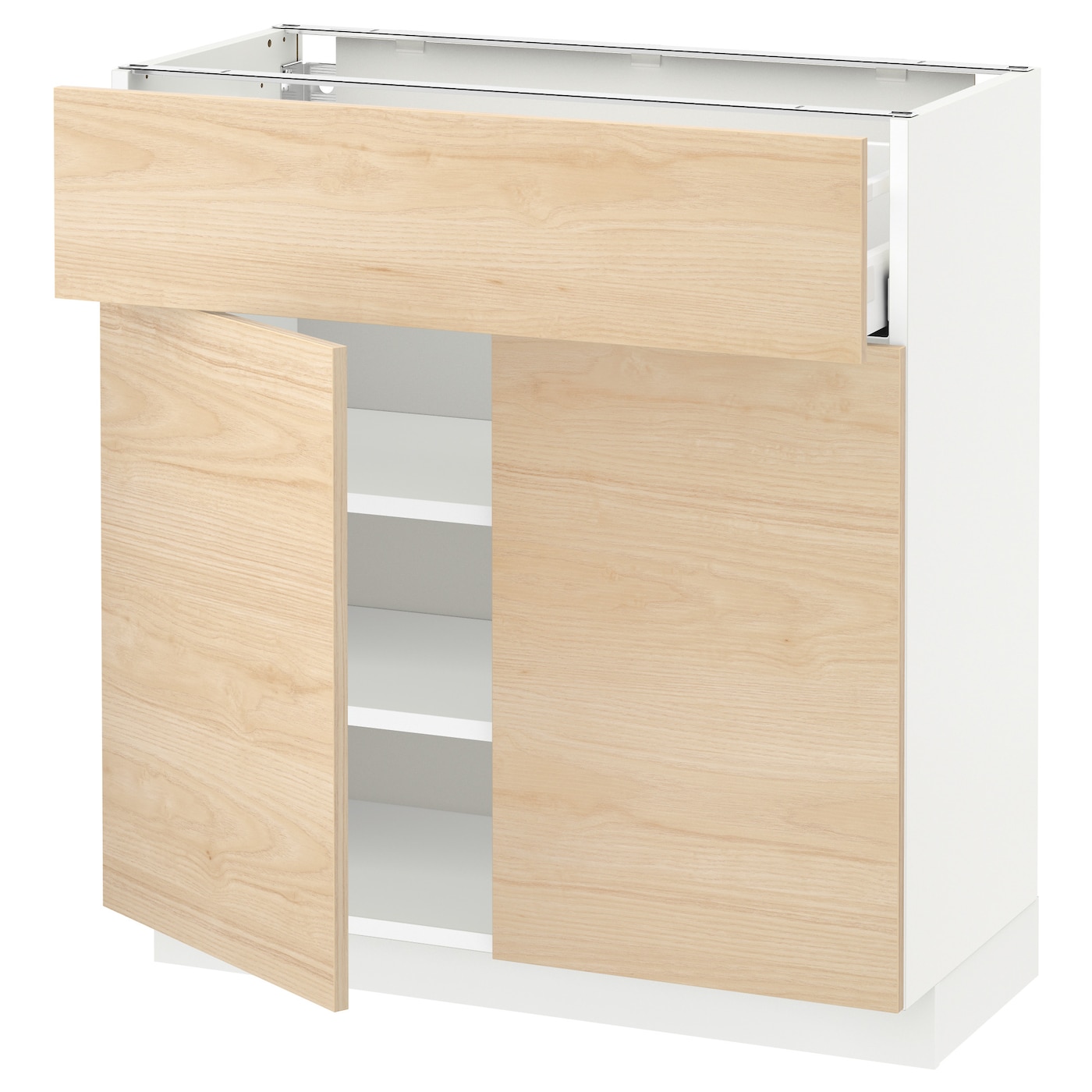 Напольный кухонный шкаф  - IKEA METOD MAXIMERA, 80x37x80см, белый/светло-коричневый, МЕТОД МАКСИМЕРА ИКЕА