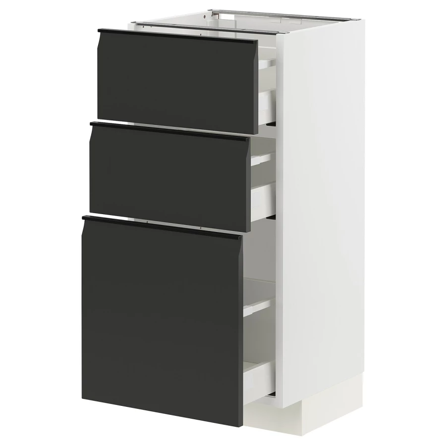 Напольный кухонный шкаф  - IKEA METOD MAXIMERA, 88x39x40см, белый/черный, МЕТОД МАКСИМЕРА ИКЕА (изображение №1)
