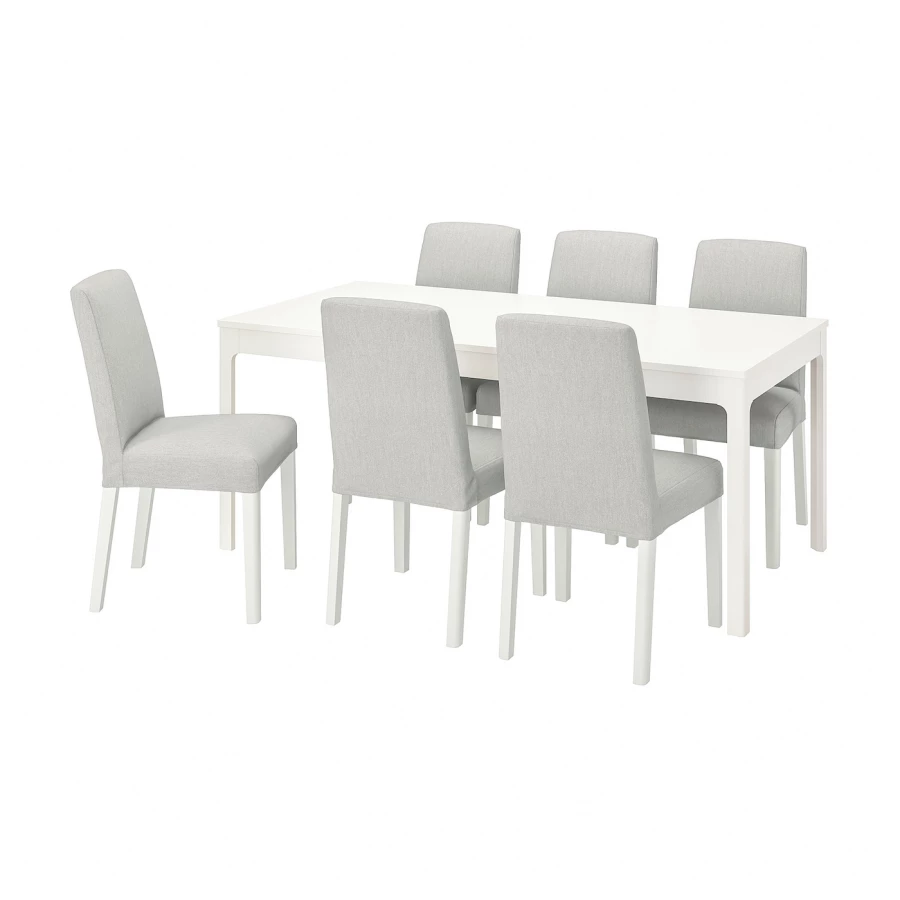 Стол и 6 стульев - EKEDALEN / BERGMUND IKEA/ ЭКАДАЛЕН /БЕРГМУНД ИКЕА, 240/180 см, белый/серый (изображение №1)