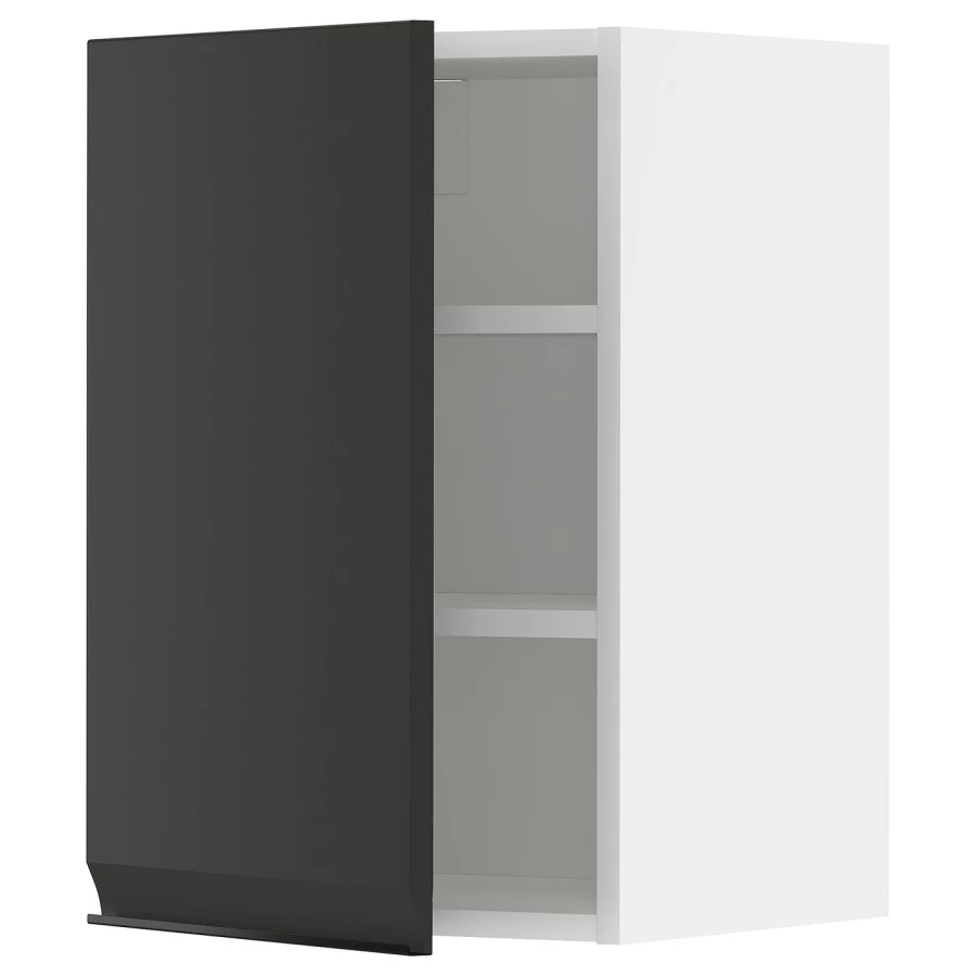 Навесной шкаф с полкой - METOD IKEA/ МЕТОД ИКЕА, 60х40 см, черный/белый (изображение №1)