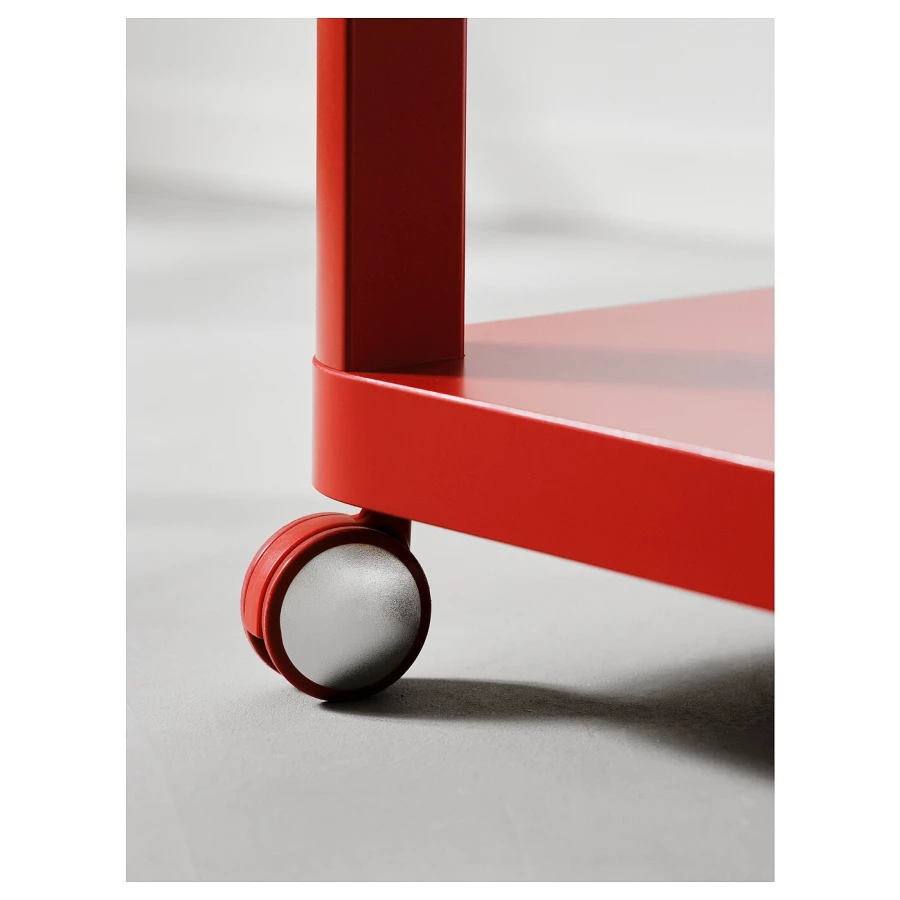 Стол приставной на колесиках - IKEA TINGBY/ИКЕА ТИНГБИ, 50х50х45 см, красный (изображение №3)