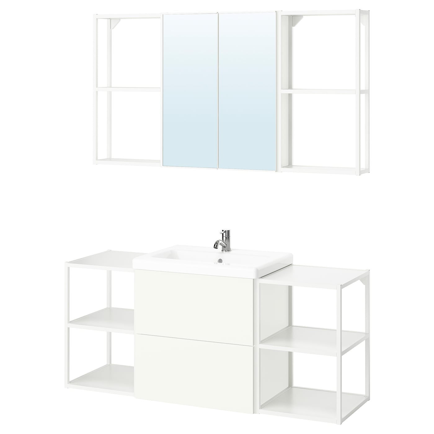 Комбинация для ванной - IKEA ENHET, 140х43х65 см, белый, ЭНХЕТ ИКЕА
