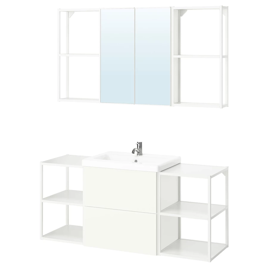 Комбинация для ванной - IKEA ENHET, 140х43х65 см, белый, ЭНХЕТ ИКЕА (изображение №1)