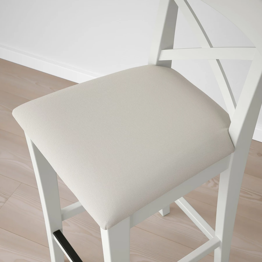 Барный стул со спинкой - INGOLF IKEA/ИНГОЛЬФ ИКЕА, 92х40х45  см, белый (изображение №7)
