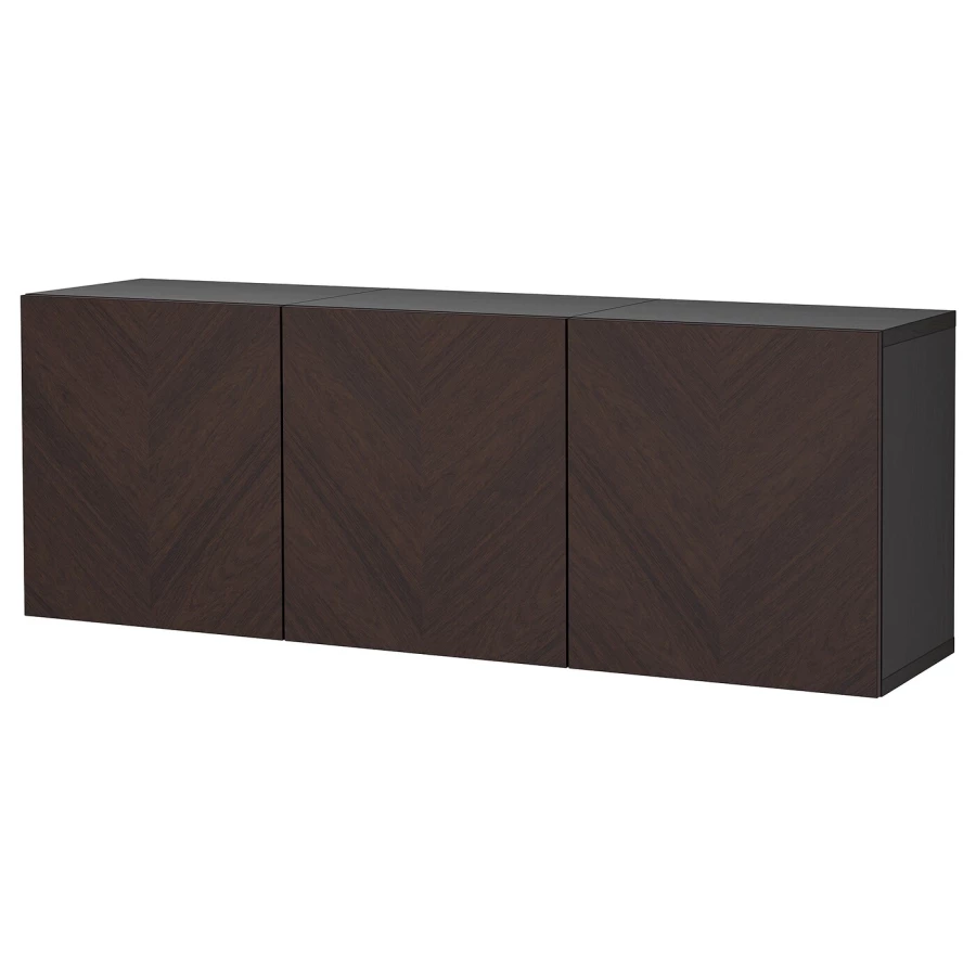 Комбинация навесного шкафа - IKEA BESTÅ/BESTA/БЕСТО ИКЕА, 64х42х180 см, темно-коричневый (изображение №1)