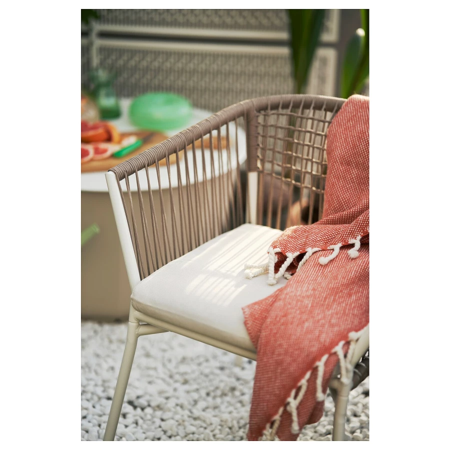 Подушка на садовое кресло - FRÖSÖN/FRОSОN/DUVHOLMEN IKEA/ ФРЕСЕН/ДУВХОЛЬМЕН ИКЕА,  44х44 см, белый (изображение №3)