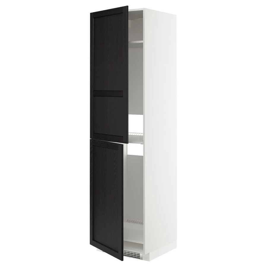 Высокий шкаф - IKEA METOD/МЕТОД ИКЕА, 220х60х60 см, черный/белый (изображение №1)