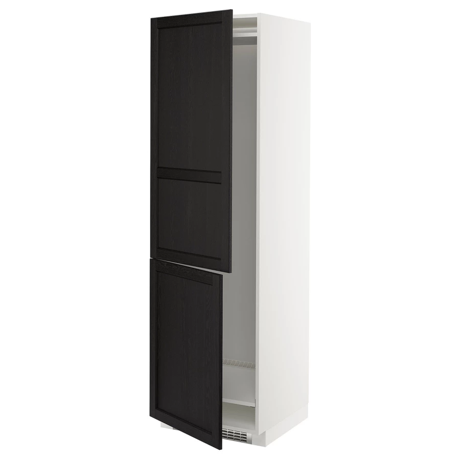 Высокий кухонный шкаф - IKEA METOD/МЕТОД ИКЕА, 200х60х60 см, белый/черный (изображение №1)