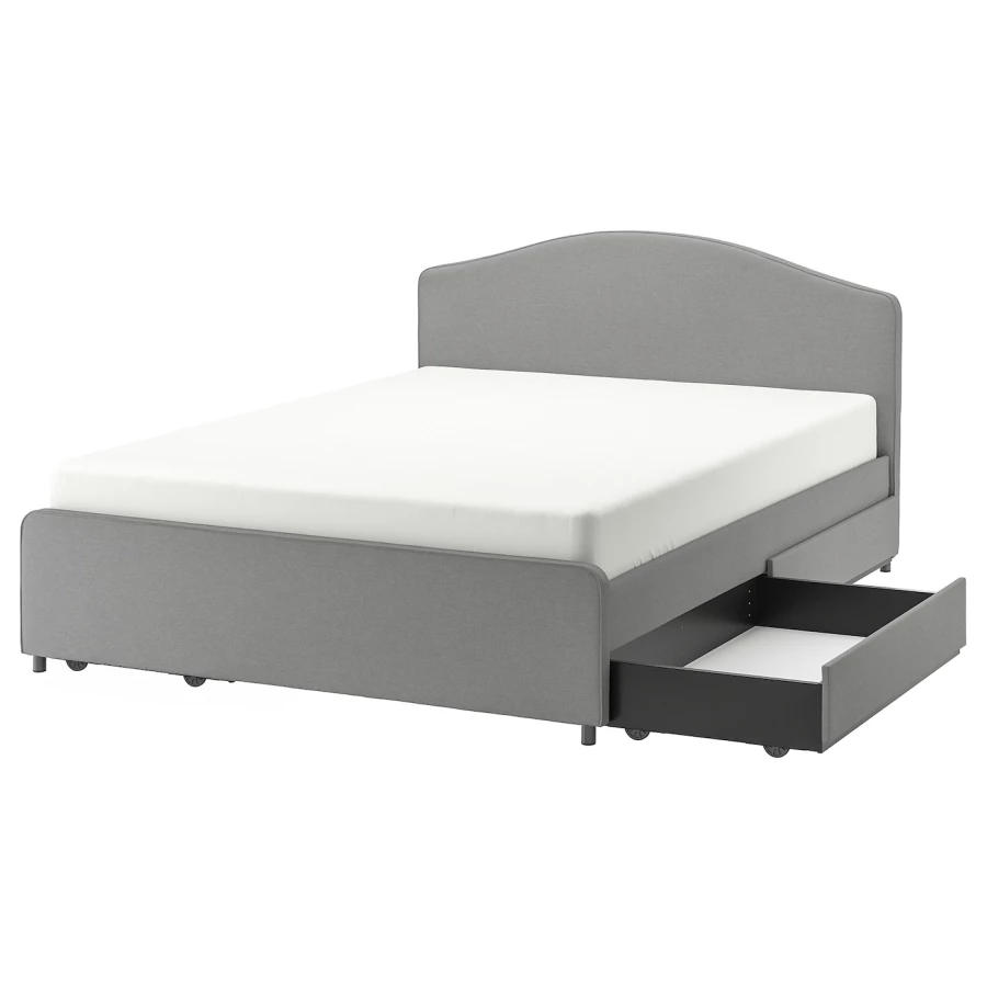 Основание для двуспальной кровати - IKEA HAUGA, 200х160 см, серый, ХАУГА ИКЕА (изображение №1)