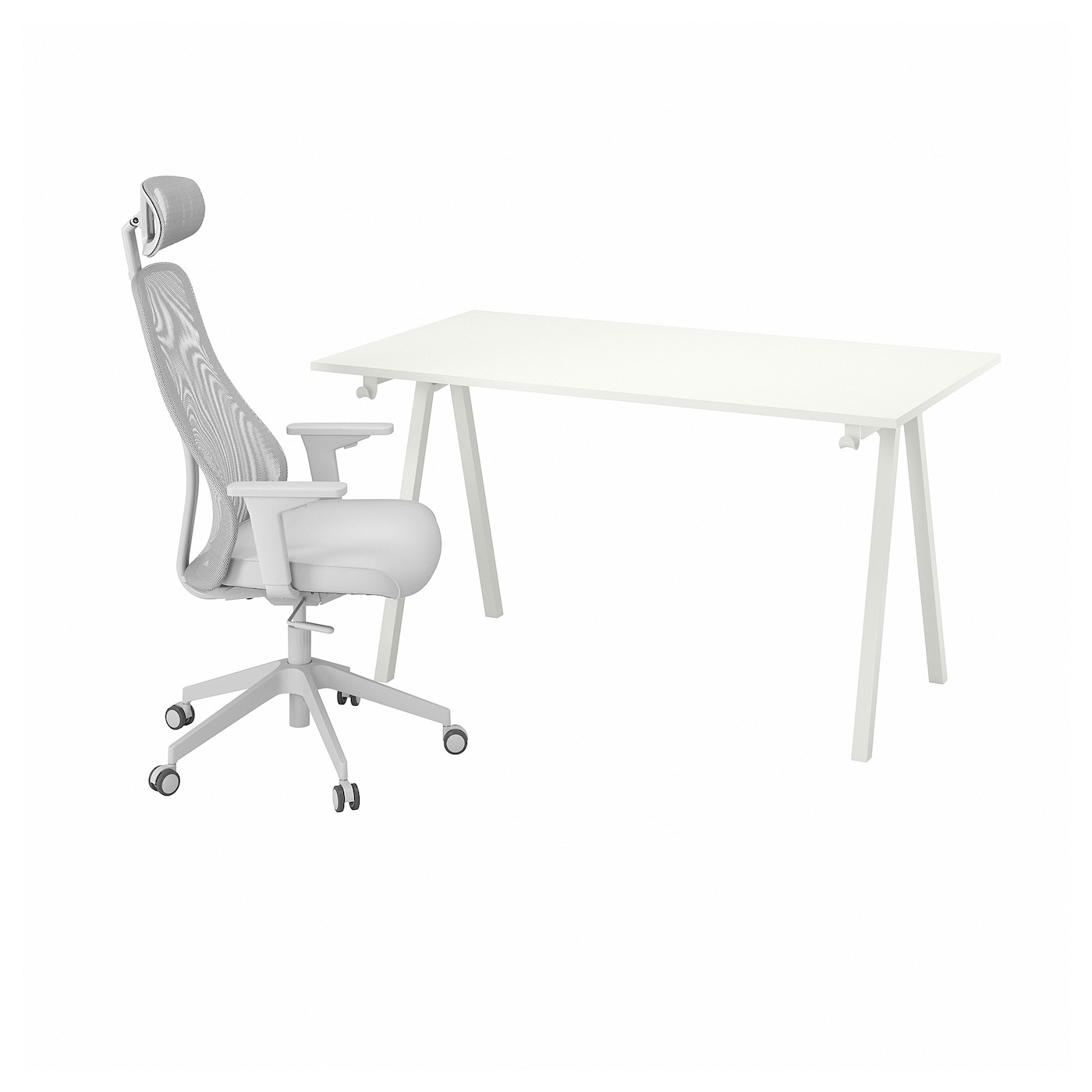 Стол и стул - IKEA TROTTEN / MATCHSPEL, белый/светло-серый, ТРОТТЕН/МАТЧСПЕЛ ИКЕА