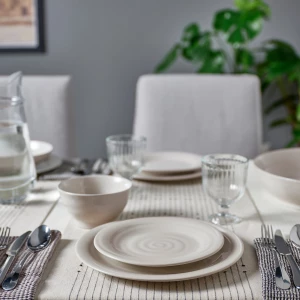 Второе фото. Набор тарелок, 4 шт. - IKEA SANDSKÄDDA/SANDSKADDA, 20 см, серо-бежевый, САНДСКЭДДА ИКЕА