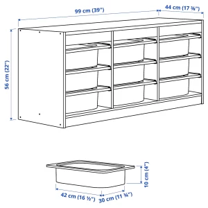 Стеллаж - IKEA TROFAST, 99х44х56 см, серый/серо-зеленый, ТРУФАСТ ИКЕА
