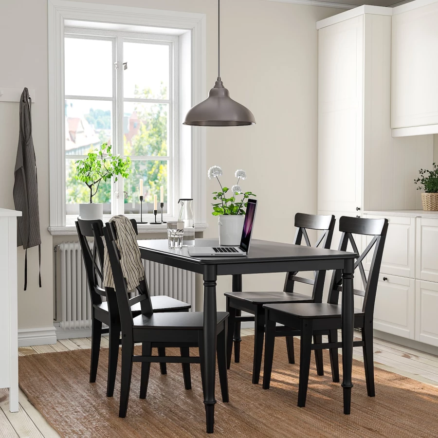 Стол и 4 стула - DANDERYD / INGOLF IKEA / ДАНДЕРИД/ ИНГОЛЬФ ИКЕА, 130х80х75  см,  черный (изображение №2)