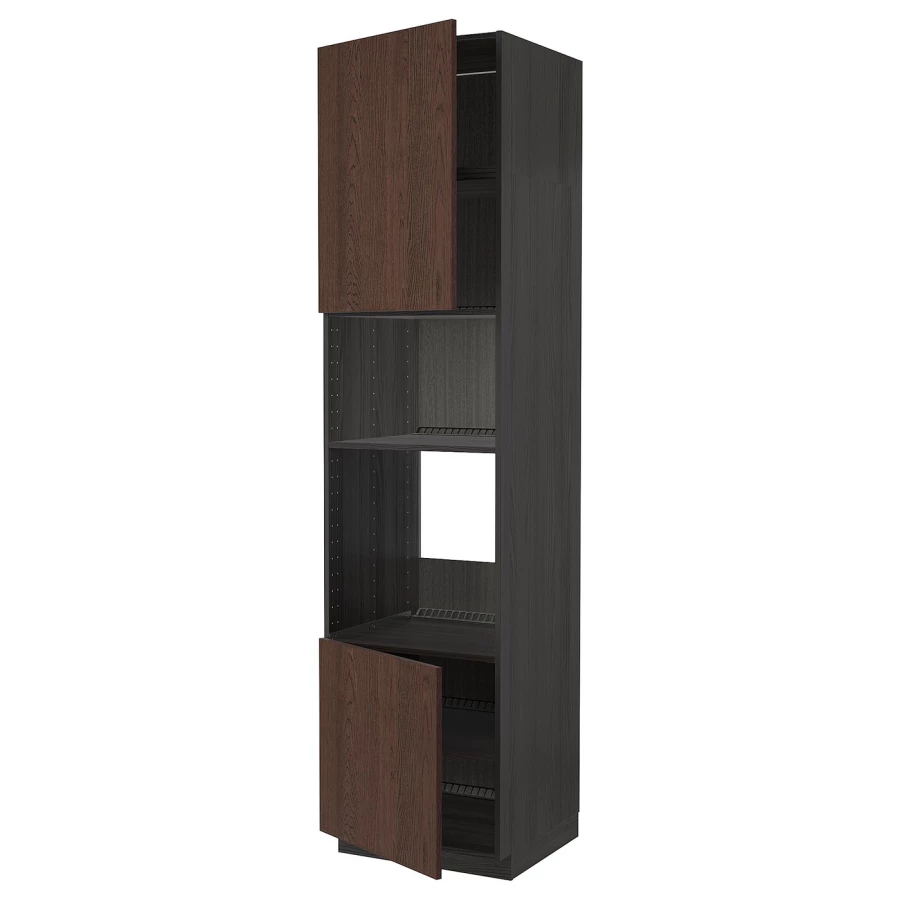 Кухонный шкаф-пенал - IKEA METOD/МЕТОД ИКЕА, 240х60х60 см, черный/коричневый (изображение №1)