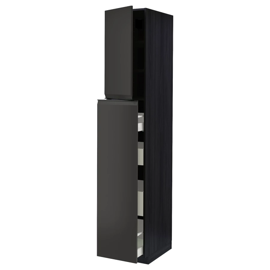 Высокий шкаф - IKEA METOD/MAXIMERA/МЕТОД/МАКСИМЕРА ИКЕА, 220х60х40 см, черный (изображение №1)