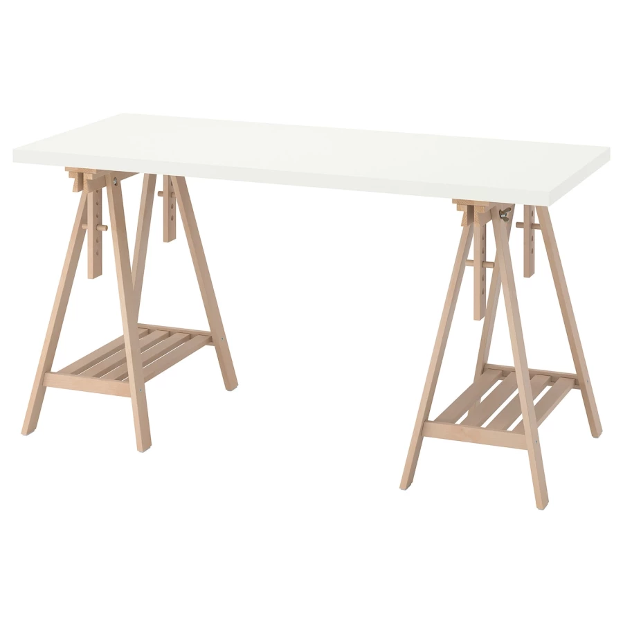 Письменный стол - IKEA LAGKAPTEN/MITTBACK, 140х60 см, белый/береза, ЛАГКАПТЕН/МИТТБАКК ИКЕА (изображение №1)