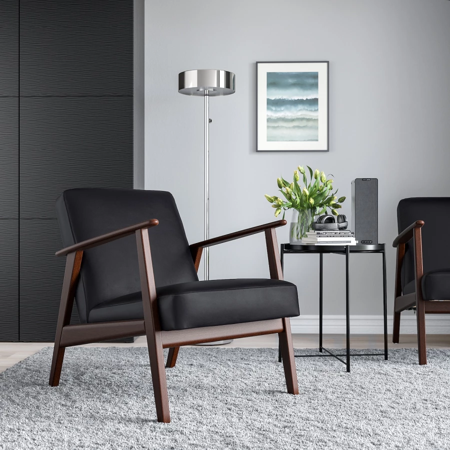 Кресло - IKEA EKENÄSET/EKENASET, 64х78х76 см, черный, ЭКЕНЭСЕТ ИКЕА (изображение №2)