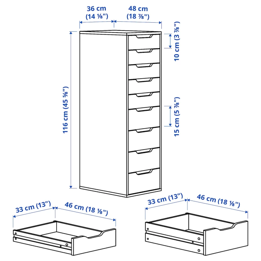 Комод - IKEA ALEX/АЛЕКС ИКЕА, 11х48х36 см, бежевый (изображение №4)