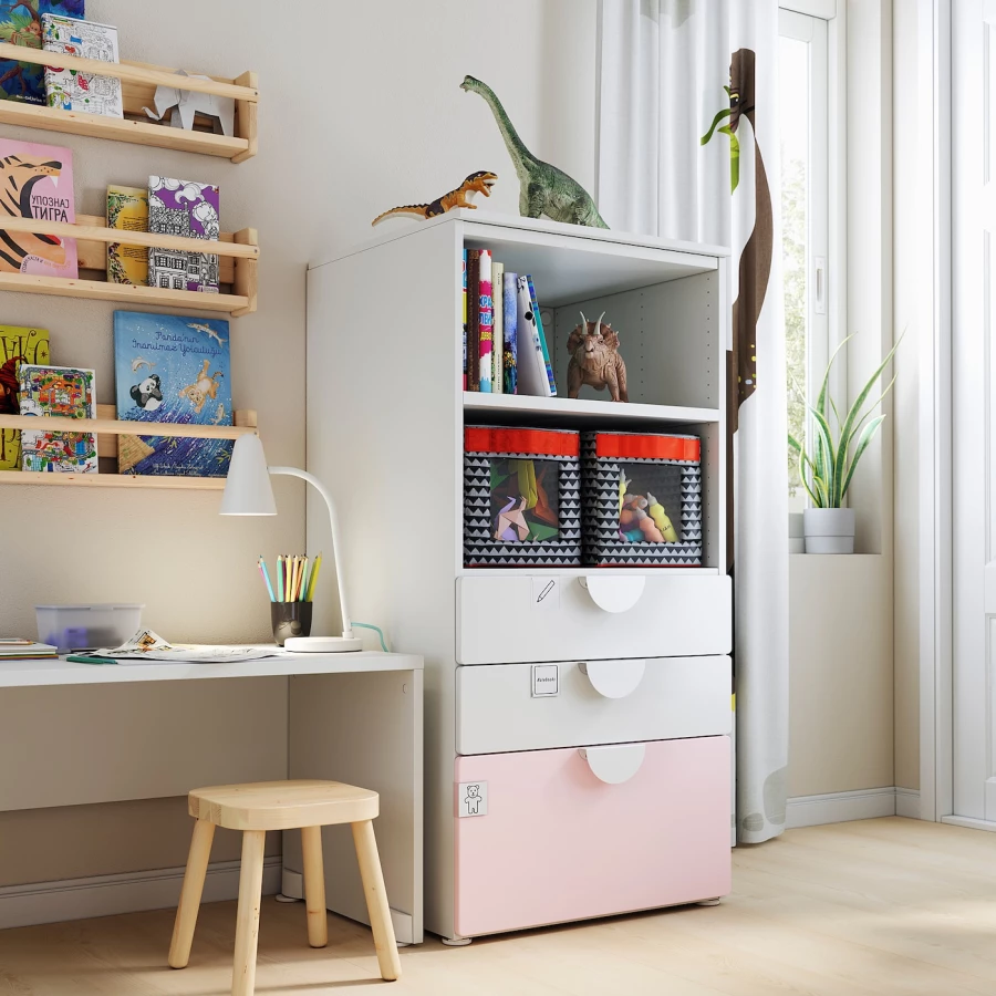 Комод детский - IKEA PLATSA/SMÅSTAD/SMASTAD, 60x55x123 см, белый/розовый, ИКЕА (изображение №4)