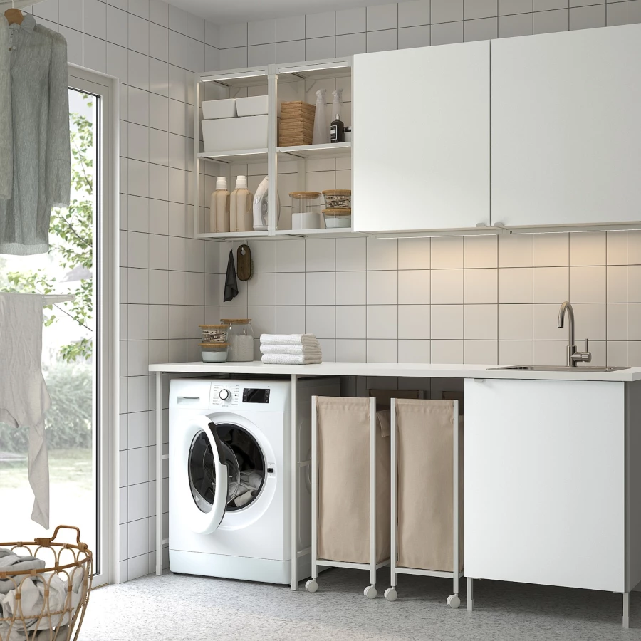 Комбинация для ванной - IKEA ENHET, 203х63.5х90.5 см, белый, ЭНХЕТ ИКЕА (изображение №2)