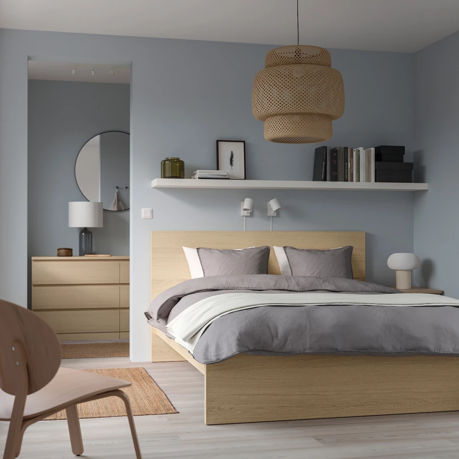 Каркас кровати - IKEA MALM, 200х180 см, шпон беленого мореного дуба, МАЛЬМ ИКЕА (изображение №3)