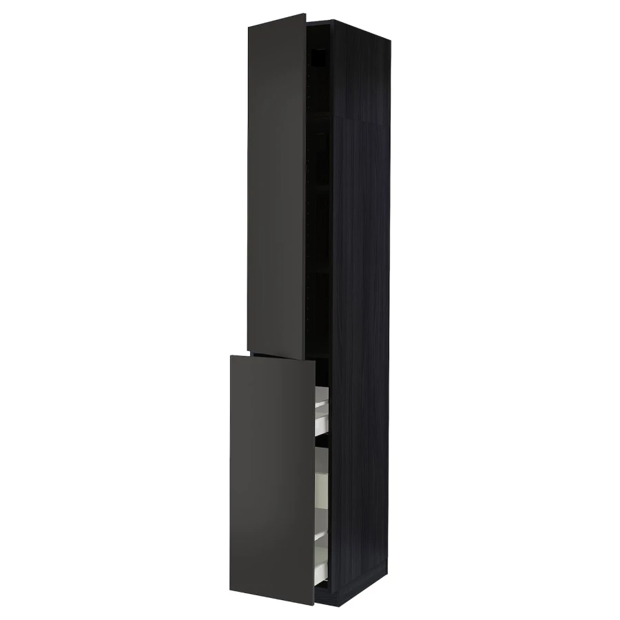 Высокий шкаф - IKEA METOD/MAXIMERA/МЕТОД/МАКСИМЕРА ИКЕА, 240х60х40 см, черный (изображение №1)