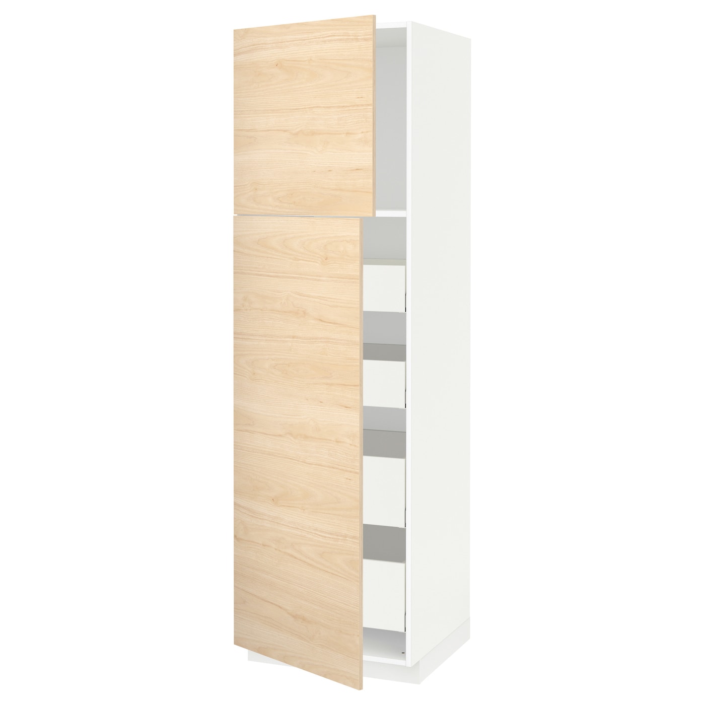 Высокий шкаф - IKEA METOD/MAXIMERA/МЕТОД/МАКСИМЕРА ИКЕА, 200х60х60 см, белый/под беленый дуб