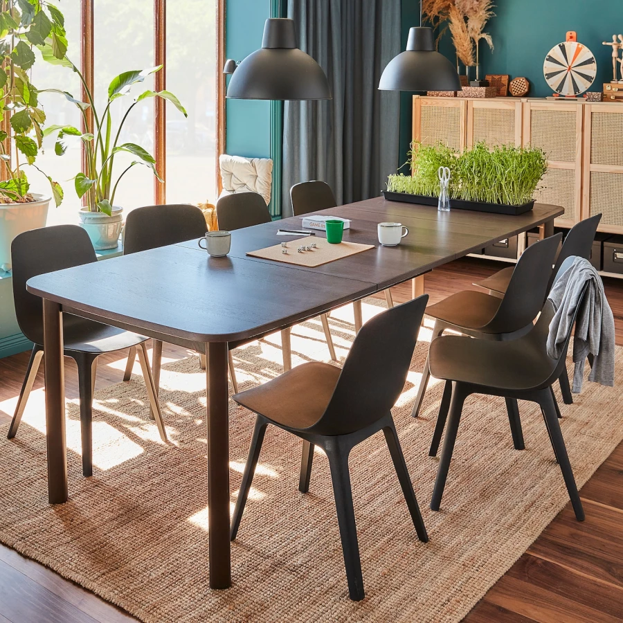 Раздвижной обеденный стол - IKEA STRANDTORP, 260/205х95х75 см, коричневый, СТРАНДТОРП ИКЕА (изображение №3)