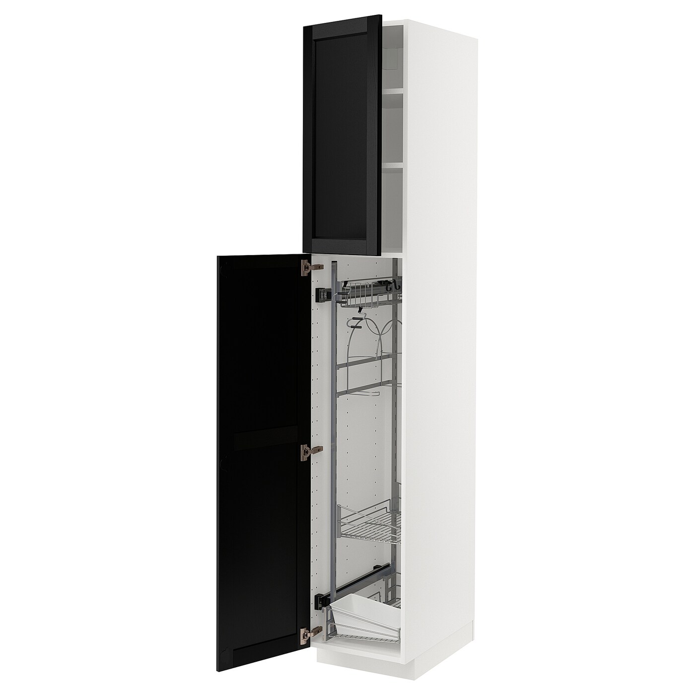 Высокий шкаф - IKEA METOD/МЕТОД ИКЕА, 220х60х40 см, белый/черный