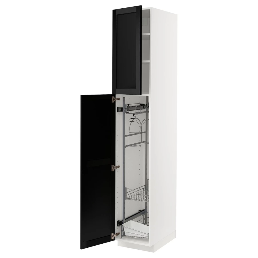 Высокий шкаф - IKEA METOD/МЕТОД ИКЕА, 220х60х40 см, белый/черный (изображение №1)