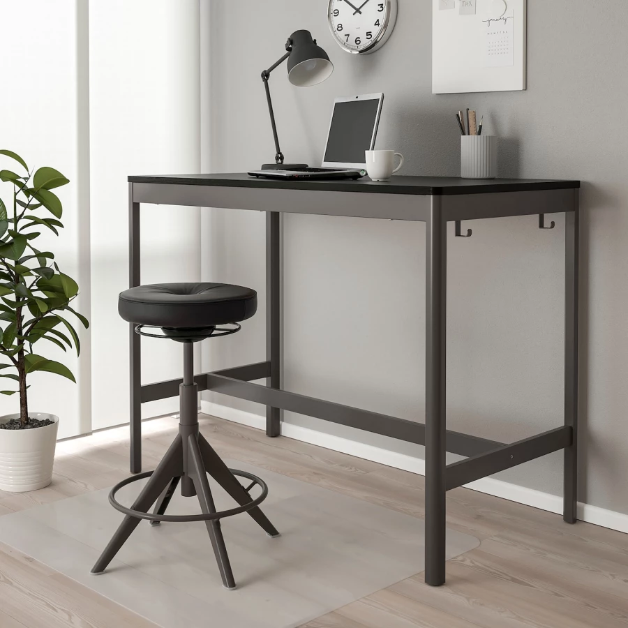 Письменный стол - IKEA IDÅSEN, 140х70 см, темно-серый/черный, ИДОСЕН ИКЕА (изображение №5)