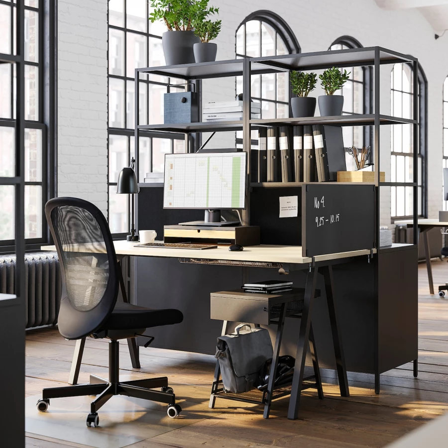 Офисный стул - IKEA  LÅNGFJÄLL/LANGFJALL, 71x71x114см, черный, ЛОНГФЬЕЛЛЬ  ИКЕА (изображение №2)