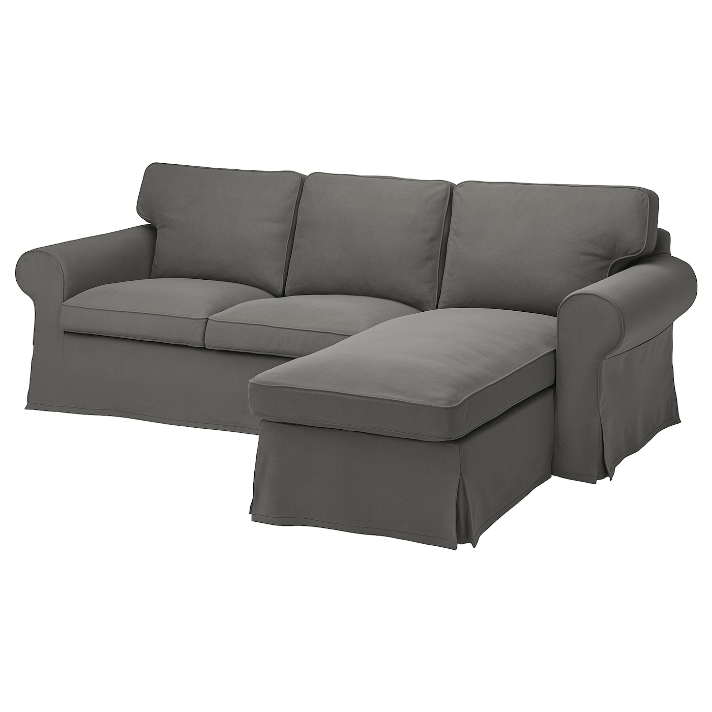 3-местный диван с шезлонгом - IKEA EKTORP, 88x88x252см, серый, ЭКТОРП ИКЕА