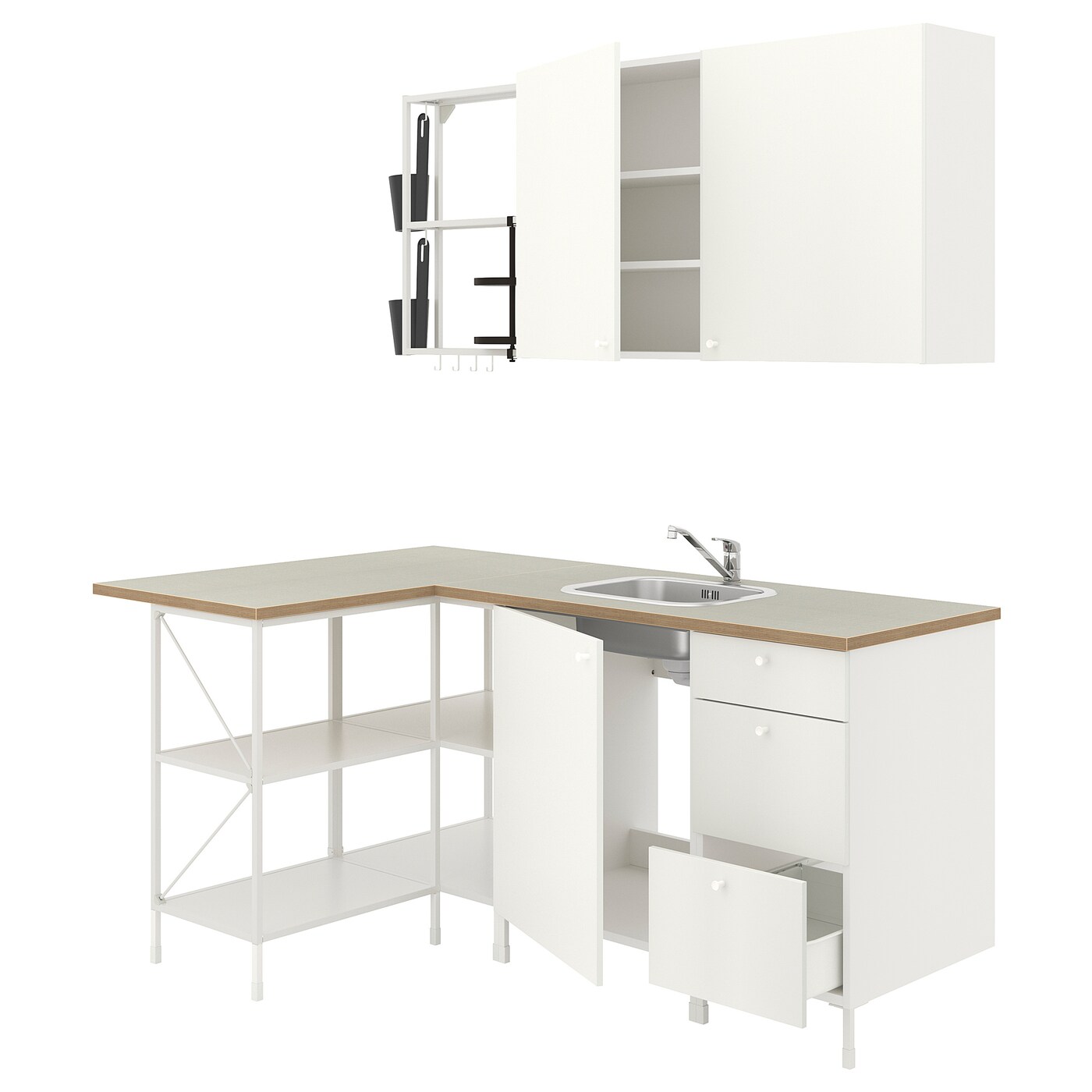 Готовая кухня - ENHET IKEA/ ЭНХЕТ ИКЕА, 185х75 см,  белый
