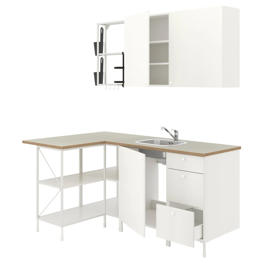 Готовая кухня - ENHET IKEA/ ЭНХЕТ ИКЕА, 185х75 см,  белый (изображение №1)