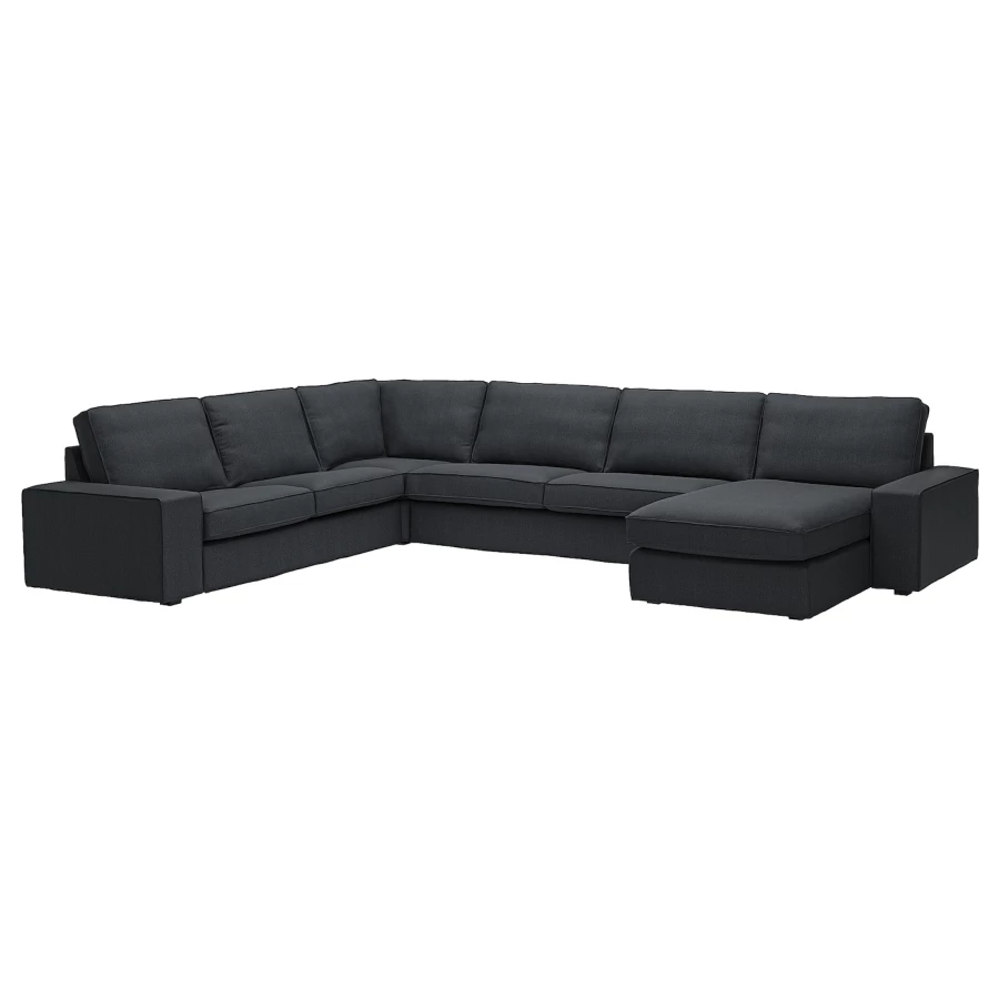 6-местный угловой диван и кушетка - IKEA KIVIK, 83x60x257/387см, черный, КИВИК ИКЕА (изображение №1)
