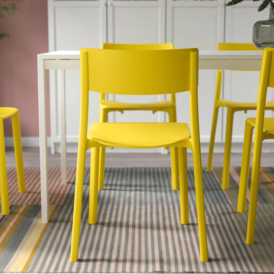 Стул - IKEA JANINGE,76х50х46 см. пластик желтый, ЯНИНГЕ ИКЕА (изображение №6)