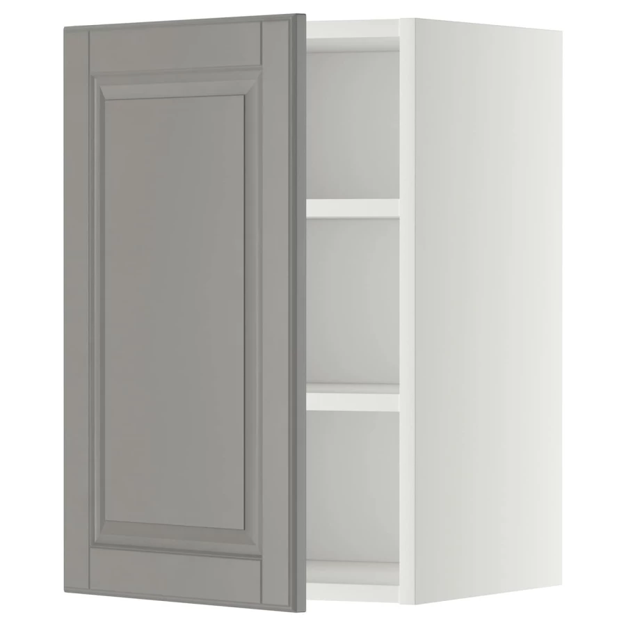 Навесной шкаф с полкой - METOD IKEA/ МЕТОД ИКЕА, 60х40 см, белый/серый (изображение №1)