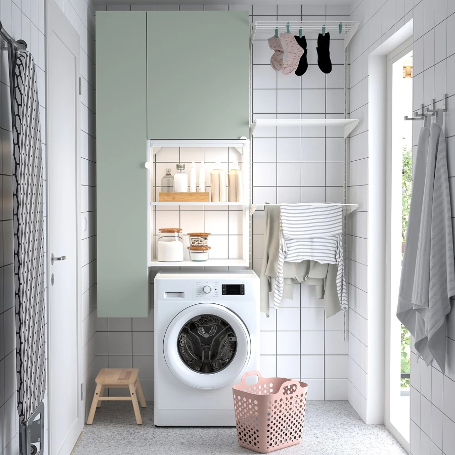 Комбинация для ванной - IKEA ENHET, 90х32х180 см, белый/светло-зеленый, ЭНХЕТ ИКЕА (изображение №3)