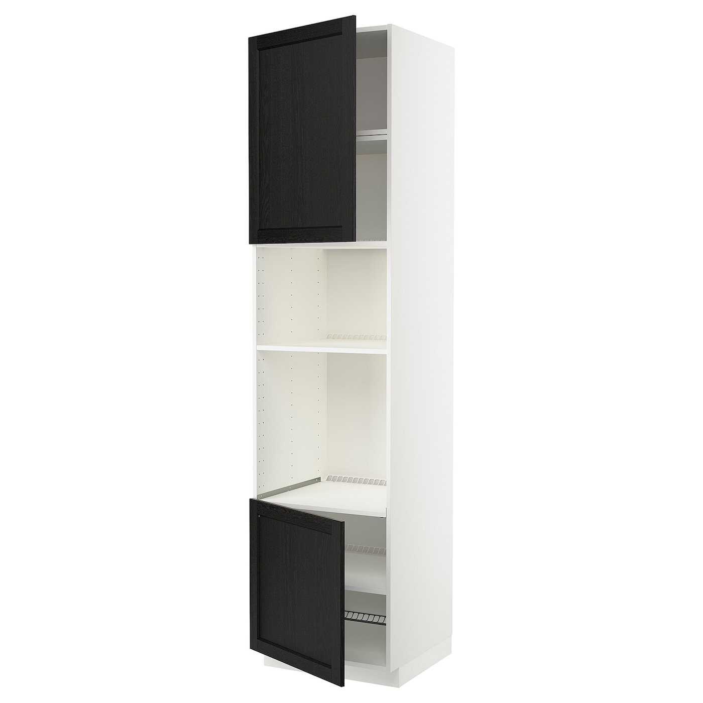 Кухонный шкаф-пенал - IKEA METOD/МЕТОД ИКЕА, 240х60х60 см, белый/черный