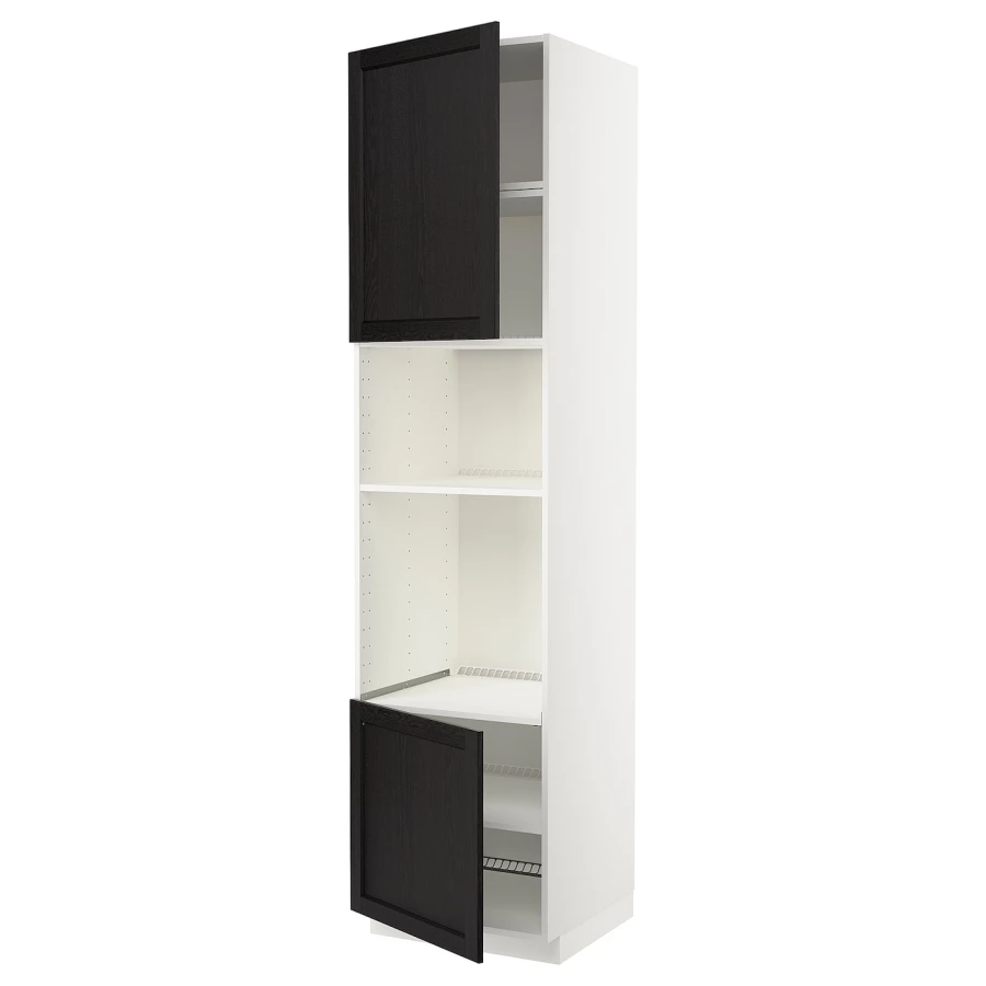Кухонный шкаф-пенал - IKEA METOD/МЕТОД ИКЕА, 240х60х60 см, белый/черный (изображение №1)
