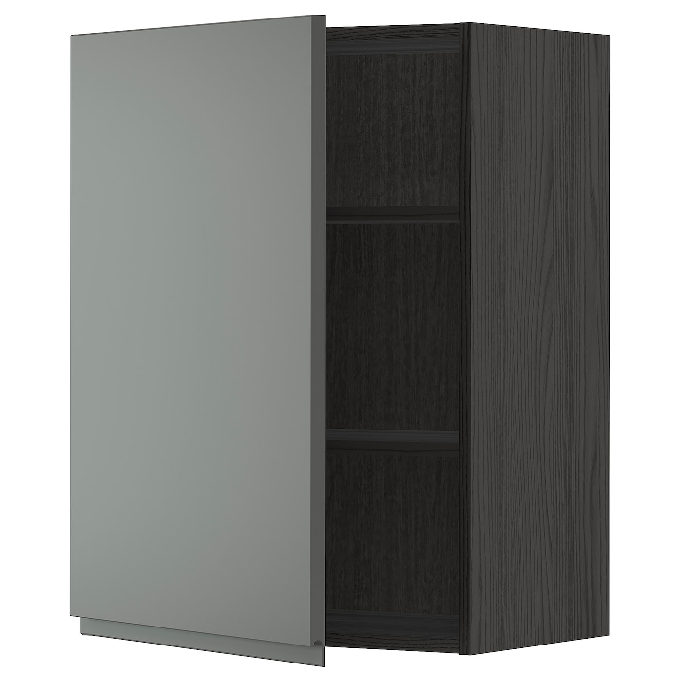 Навесной шкаф с полкой - METOD IKEA/ МЕТОД ИКЕА, 60х80 см, черный/темно-серый