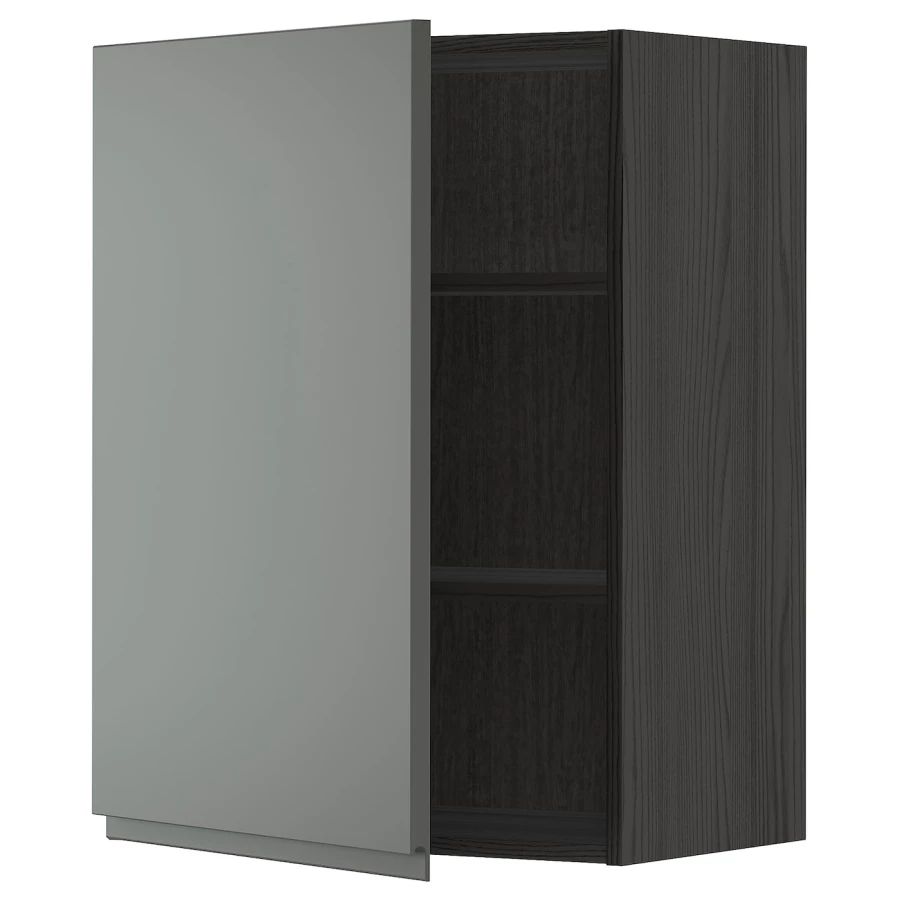 Навесной шкаф с полкой - METOD IKEA/ МЕТОД ИКЕА, 60х80 см, черный/темно-серый (изображение №1)