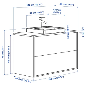 Второе фото. HAVBÄCK / ORRSJÖN Шкаф умывальник с ящиками/мойкой/смесителем ИКЕА
