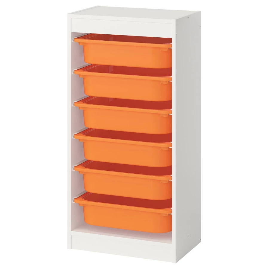 Шкаф с ящиком IKEA TROFAST/ТРУФАСТ ИКЕА, 46х30х94 см, белый/оранжевый (изображение №1)