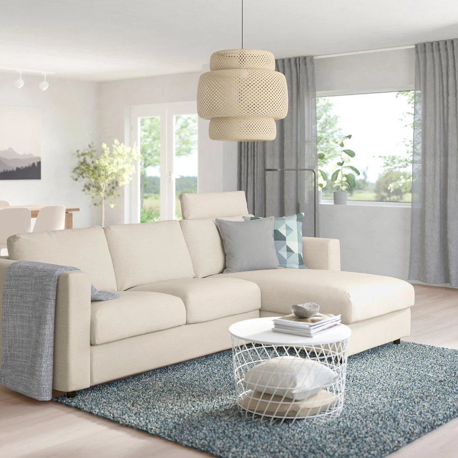 3-местный диван - IKEA VIMLE, 98x252см, бежевый, ВИМЛЕ ИКЕА (изображение №2)